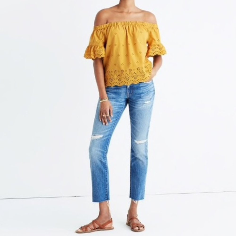 Madewell | Off the Shoulder Eyelet Top | XS